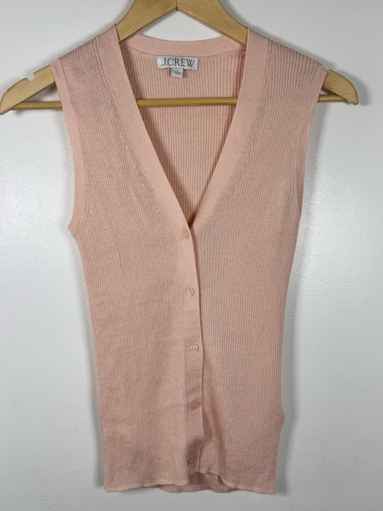 J. Crew Sweaters - J CREW Cashmere & Silk V Neck Vest Cardigan Women’s Small Ribbed Knit Blush EUC